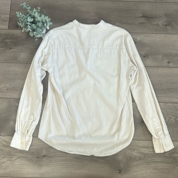 ZARA * Cotton/Linen Blend * Half Button Up * Tan * Long Sleeved Top * Size Small - Picture 2 of 6